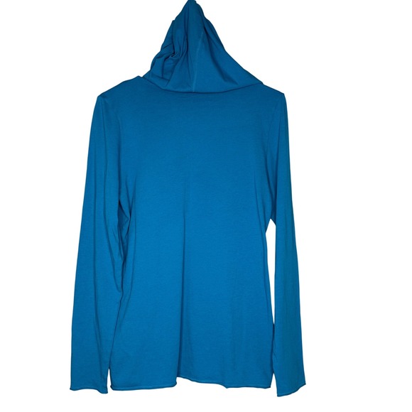 LIFE IS‎ GOOD NWT WOMEN'S HOODED T-SHIRT IN BLUE SMOOTH VINTAGE LOTUS  SIZE S - Picture 2 of 7